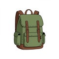 Green Canvas Backpack with Brown Leather Accents Royalty Free Stock Photo