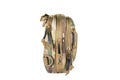 Green Canvas Backpack Isolated on White. Front View of Modern Waterproof Camping Traveler Back Pack Bag with Shoulder