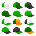 Green cap, Vector Variety of color combinations cap template