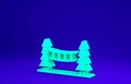 Green Capilano Suspension Bridge in Vancouver, Canada icon isolated on blue background. Minimalism concept. 3d Royalty Free Stock Photo
