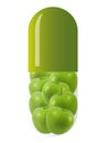 Green capsule with apples