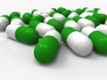 Green capsules, medical, pills, medicine, drugs Royalty Free Stock Photo