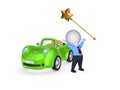 Green car and magic wand.