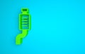 Green Car muffler icon isolated on blue background. Exhaust pipe. Minimalism concept. 3D render illustration