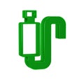 Green Car muffler icon isolated on transparent background. Exhaust pipe.