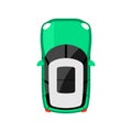 Green car top view vector illustration. Micro car illustration. Royalty Free Stock Photo