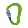 Green Carabiner or Karabiner as Clip and Shackle Vector Illustration