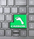 green carbon footprint climate sign icon computer communications typing keyboard keys Royalty Free Stock Photo