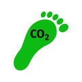 Green carbon footprint icon. Reduce C02 emission symbol. Environmental problems and solutions concept. Vector flat Royalty Free Stock Photo