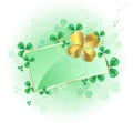 Green card with gold Four Leaf Clover