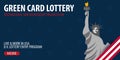 Green Card Lottery banner. Immigration and Visa to the USA.