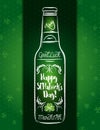 Green card for St. Patrick`s Day with one beer bottle