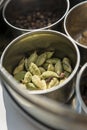 Green cardamom and other indian spices Royalty Free Stock Photo