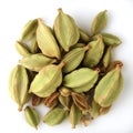 green cardamom on a white background herb and vegetables