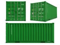 Green Cargo Container in 3D Isolated on White.