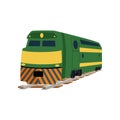 Green cargo or passenger railway train locomotive vector Illustration Royalty Free Stock Photo