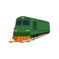 Green cargo or passenger train locomotive vector Illustration