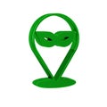 Green Carnival mask icon isolated on transparent background. Masquerade party mask. Royalty Free Stock Photo