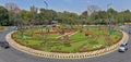 Green carpet with multi clour Samar flowers in Roundabout Park, Akbar Road Royalty Free Stock Photo