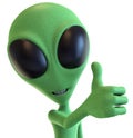 Green Cartoon Alien Holding Thump Up