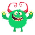 Green cartoon alien mascot silly character.