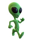 Green Cartoon Alien Running