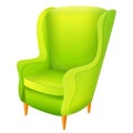 Green cartoon chair isolated on white background
