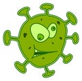 Green cartoon germ character