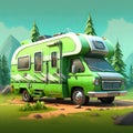 Green Cartoon Rv In Fortnite Style - 3d Cgi Art