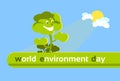 Green Cartoon Smiling Tree World Environment Day Banner Royalty Free Stock Photo