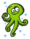 Green cartoon style funny octopus character mascot isolated vector