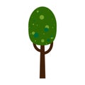 Green cartoon tree. Deciduous tree. Isolated object for design.