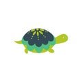 Green cartoon turtle cute character isolated vector. Royalty Free Stock Photo