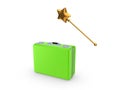 Green case and magic wand.