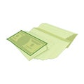 Green cash stack and fan, bundle paper dollar