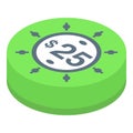 Green casino chips icon isometric vector. Card poker Royalty Free Stock Photo