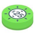 Green casino chips icon isometric vector. Card poker