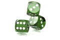 Green casino dice isolated on white background Royalty Free Stock Photo