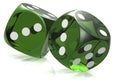 Green casino dice isolated on white background Royalty Free Stock Photo