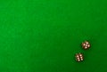 Green casino table with dice Royalty Free Stock Photo