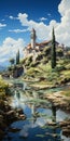 Green Castle: A Realistic Landscape Painting Inspired By Dalhart Windberg