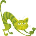 Green cat character cartoon illustration Royalty Free Stock Photo