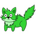 The green cat with the expression of goosebumps stood up doodle icon image kawaii