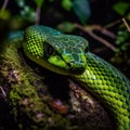 Green Cat eyed Snake of Central and South America Royalty Free Stock Photo