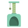 Green cat house icon cartoon vector. Tower post Royalty Free Stock Photo