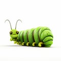 Charming 3d Caterpillar Animation On White Isolated Background