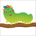 Green Caterpillar Cartoon. Vector Illustration On A White Background. Royalty Free Stock Photo