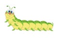 Green caterpillar cartoon. Vector.