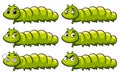 Green caterpillar with different emotions