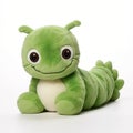 Green Caterpillar Plush Toy - Low Resolution Hallyu Style With Softbox Lighting